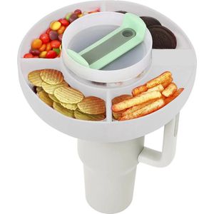 Klikkopers® - Snackhouder voor Stanley Thermosfles - Snackdienblad voor Stanley Beker - Siliconen Snackschaal - Stanley Cup Accessoires - Wit