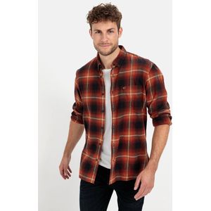 camel active - Langarmhemd - Rood Zwart - Flanel - Regular Fit