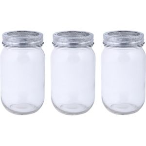 4x stuks glazen bloemenvaasjes/jars met schikdeksel 13 cm - Bloempotjes voor binnen - Kruidenpotjes