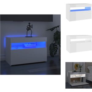vidaXL TV-meubel - LED-verlichting - hoogglans wit - bewerkt hout - 60x35x40cm - Kast