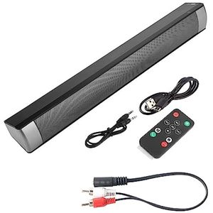 Bluetooth 5.0 soundbar met draadloze stereo subwoofer, AUX-aansluiting en ingebouwde microfoon voor een krachtig thuis theater audio-ervaring