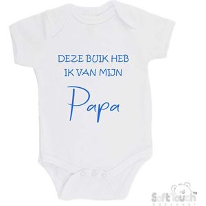 100% katoenen Romper ""Deze buik heb ik van Papa"" Jongens Katoen Wit/blauw Maat 62/68