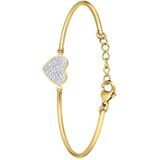 Lucardi Dames Goldplated armband hart met kristal - Staal - Armband - Cadeau - Moederdag - 20 cm - Goudkleurig