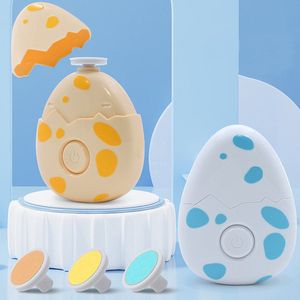 Elektrische Nagelvijl - Blauw - Dino Ei Elektrische Nagelvijl - Ei-vormig Baby Nagelverzorging - Veilig en Zacht voor Baby's en Volwassenen - Inclusief 3 Verschillende Vijlkoppen - Waterbestendig Manicureset - Perfect Baby Cadeau