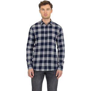 100% katoenen Denim Project Heren geruit overhemd. Donkerblauw grijs maat M