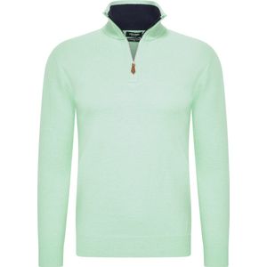 Heren trui Cashmere touch - Schipperstrui met rits - Coltrui Heren - Longsleeve Shirt - Sweater Heren - Maat L - Mint