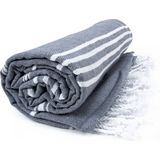 The One Towelling Hamamdoek Antraciet/Wit