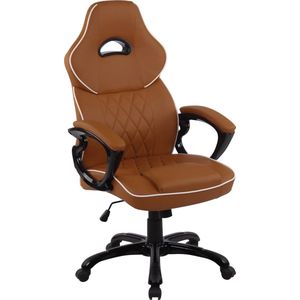 Bureaustoel - Game stoel - Design - Armleuning - Kunstleer - Lichtbruin - 66x72x124 cm