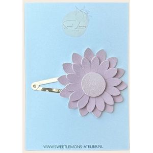 Haarspeldje Dahlia - Suède Roze - Klikklak Haarspeldjes - Haaraccessoires voor Kinderen - Haaraccessoires voor Meisjes - Handgemaakte Haarspeldjes