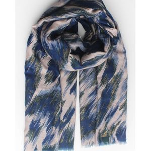 Fiona scarf- Accessories Junkie Amsterdam- Dames sjaal- Herfst winter- Katoenen sjaal- Dierenprint- Blauw groen wit met gouden glitters