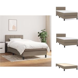 vidaXL Boxspringbed - Comfort - Bed - 193 x 90 x 78/88 cm - Taupe - Stof - Duurzaam - Verstelbaar hoofdbord - Pocketvering matras - Middelharde ondersteuning - Huidvriendelijk topmatras - 1 x set montagemateriaal - vidaXL - Bed