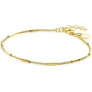 Zinzi gold plated zilveren armband met gourmetschakels en glanzende plaatjes ZIA2366G