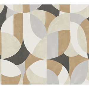 GRAFISCH BEHANG | Abstract - Wit Beige Zwart Grijs Bruin - A.S. Création French Affair