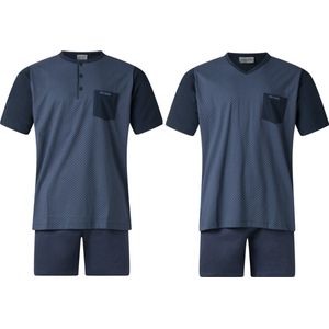 Gentlemen - 2 heren shortama's 114255 - knoop- en V-hals - navy - maat XXL
