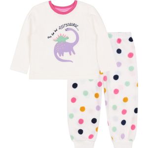 Dinosaurus - Baby witte polkadot pyjama met lange broek / 86