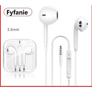 Stereo earphones - 3,5mm plug -Oortje met Microfoon- In-Earphone 3.5mm Jack Aux - Wit