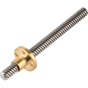 3D-printeraccessoire, T8 trapeziumdraad +, 2 mm spoed, 8 mm leidspindel, roestvrij staal, Geschikt voor stappenmotor (100 mm)