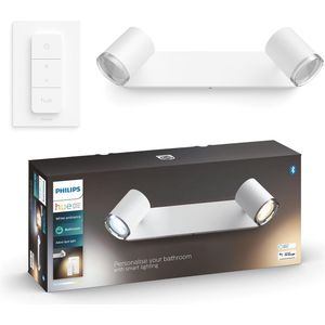 Philips Hue Adore Opbouwspot Badkamer - White Ambiance - GU10 - Wit - 2 x 5,5W - Bluetooth - incl. Dimmer Switch