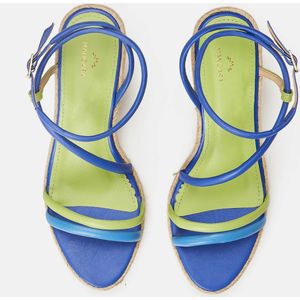 Mangará Romã Vrouwen Espadrilles - Leer en Raffia - Blauw - Maat 42