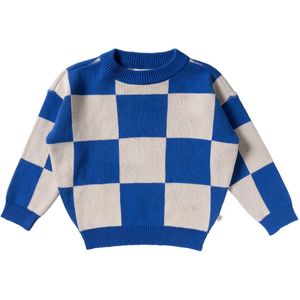 Your Wishes - Check Knit - Chunky Sweater - Blauw en Beige