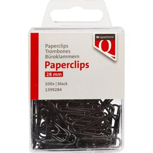 Paperclip quantore 28mm zwart 100 stuks | Blister a 100 stuk | 120 stuks