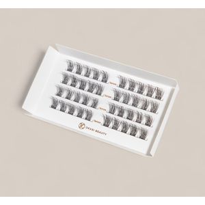 Okasi Beauty - Flawless - Premium Natural Lashes - 4 wimpersets per verpakking - 14 mm Lengte Lang - 40-cluster DIY wimperextensions - Ultradunne transparante wimperband