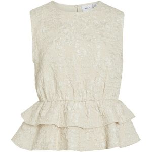 Vila - Vifanta - Jacquard Top - Birch - Mouwloos