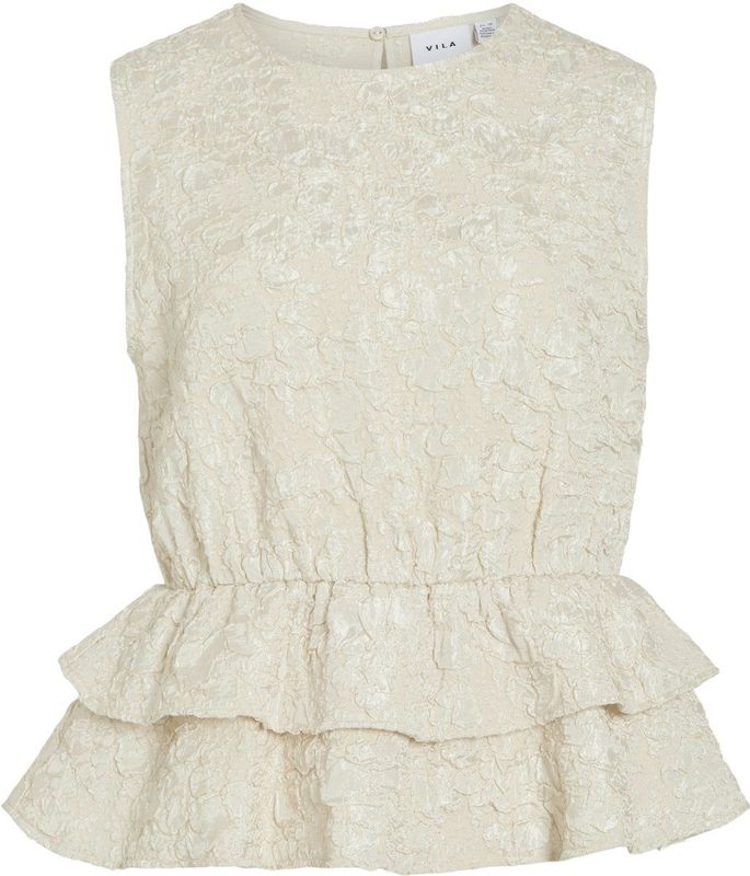 Vila - Vifanta - Jacquard Top - Birch - Mouwloos
