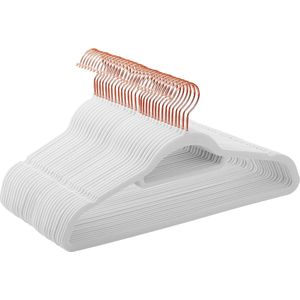 Kledinghangers - Kleerhangers - Hangers - Met fluweel - Anti slip - Set van 30 stuks - 45 x 0,6 x 23,5 cm - Wit