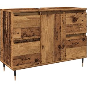 vidaXL - Badkamerkast - 80x33x60 - cm - bewerkt - hout - oud - houtkleurig