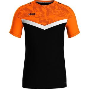 Jako Iconic T-Shirt Heren - Zwart / Fluo Oranje | Maat: XXL