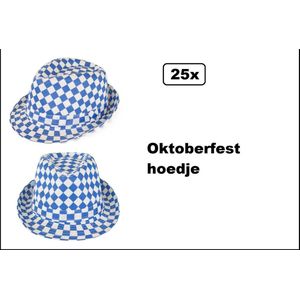 25x Festival Oktoberfest hoed - Oktoberfeest - Uitdeel Apres ski thema feest festival fun blauw wit Oktoberfest