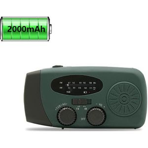 Colorful Sun® Noodradio op batterijen – Handmatig opwindbaar – Zonne-energie – Micro-USB – 2000mAh powerbank – AM/FM radio – LED zaklamp – SOS alarm – Voor noodsituaties – Groen