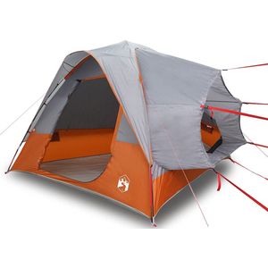 vidaXL - Autotent - 4-persoons - waterdicht - grijs - en - oranje