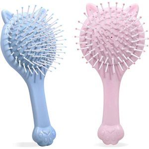 ByShane - Haarborstel kinderen 2 stuks | Zonder trekken | Nat en droog haar | Roze blauw