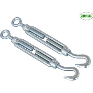AMIG Draadspanner M8 110mm | Haak / Oog | 2 stuks | Spanschroef Spanner | Verzinkt Smeedstaal