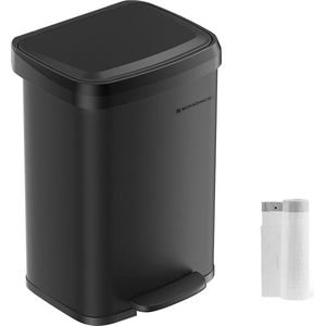 50 liter zwarte stalen prullenbak - vuilnisbak - afvalbak - duurzaam materiaal - 40,4 cm x 32,1 cm x 88,6 cm