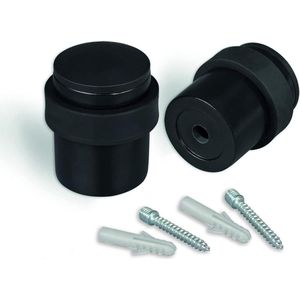 Deurstopper vloer metaal – set van 2 deurstoppers zwart – schroefbare deurstopper vloer – massieve deuren
