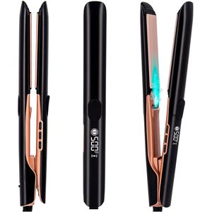 Professionele stijltang met hoge temperatuur, keramische stijltang met snelle opwarming in 30 seconden, 2-in-1 stijltang en krultang, plasma-stijltang voor pluisvrij haar, dubbele spanning voor op reis