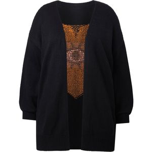 Angel of Style Angel of Style - Dames - Vest open vest ""ogen-hart"" op de achterkant - Zwart - Maat 58+