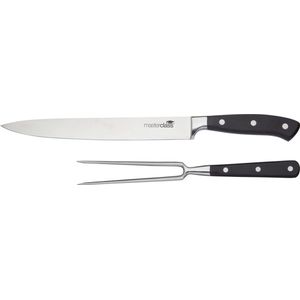 Trancheer Messenset, Vleesmes 23 CM, Vleesvork 13.5 CM, 2-Delig, RVS - MasterClass