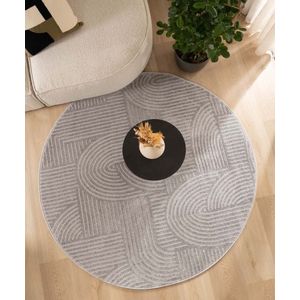 Rond vloerkleed Scandinavisch - Contour Bend grijs 300 cm rond