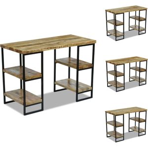 vidaXL Bureau Industriële Stijl - Houten - 110 x 50 x 76 cm - Mangohout en Staal - Bureau