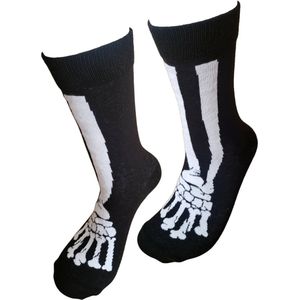 Verjaardags cadeau - Skelet Sokken - leuke sokken - vrolijke sokken - witte sokken - tennis sokken - sport sokken - valentijns cadeau - sokken met tekst - aparte sokken - grappige sokken - Socks waar je Happy van wordt - maat 37-44