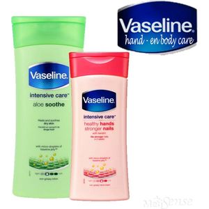 Vaseline Aloe Soothe  Bodylotion - 400ml en Vaseline hand- en nagelverzorging - 200ml