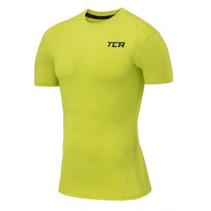 TCA Jongens Pro Performance Compressie Basislaag Korte Mouw Thermische Top - Fel Groen, 6-8 Jaar