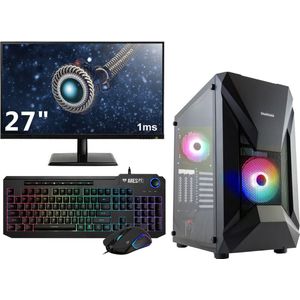 Complete Gaming PC Setup - 27"" Curved Gaming Monitor, - Mechanical Keyboard (Blue Switches) en -Muis - Ryzen 5 5700X - RTX 5060 - 32GB - 1TB M.2 SSD - Athena Elite E1