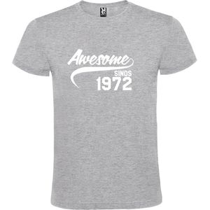 Grijs T shirt met ""Awesome sinds 1972"" print Wit size XS