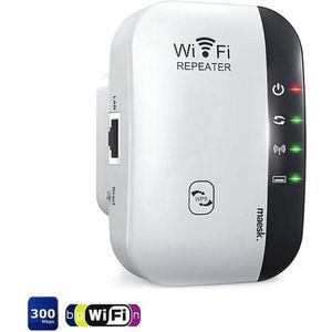 MAESK® - WiFi Versterker Stopcontact - WiFi Extender - 300Mbps - WiFI repeater - 2.4Ghz only - Mini - Klein formaat