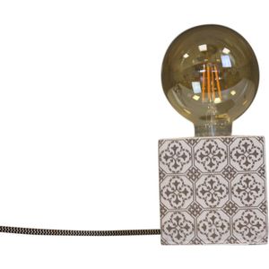 Housevitamin bloklamp / tafellamp - mozaïek goud/wit - 10x10x10cm